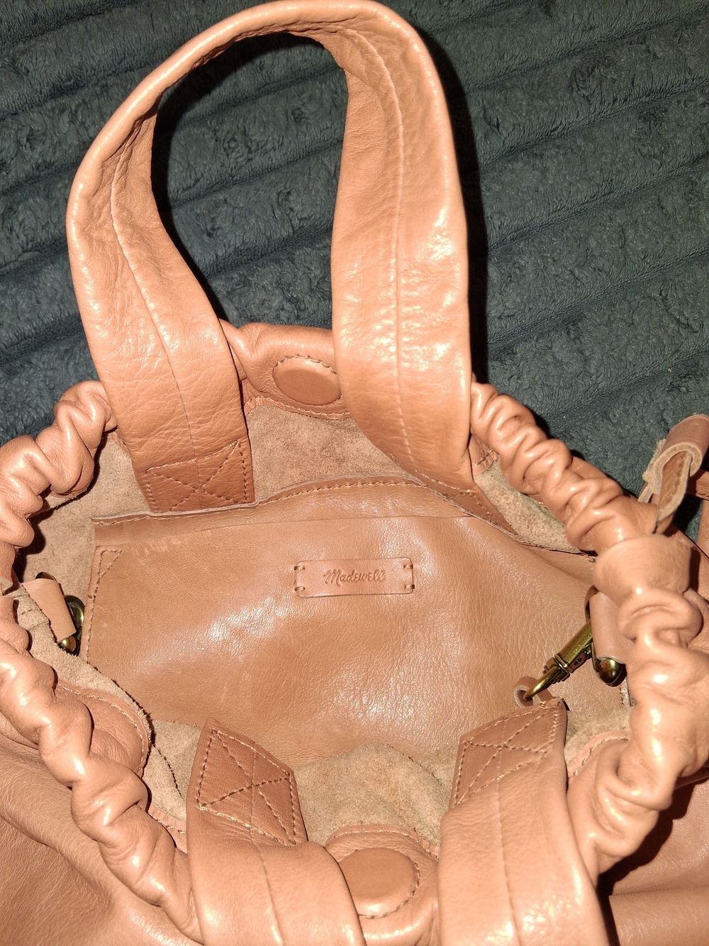 Madewell Dusty Rose Leather Drawstring Shoulder Bag